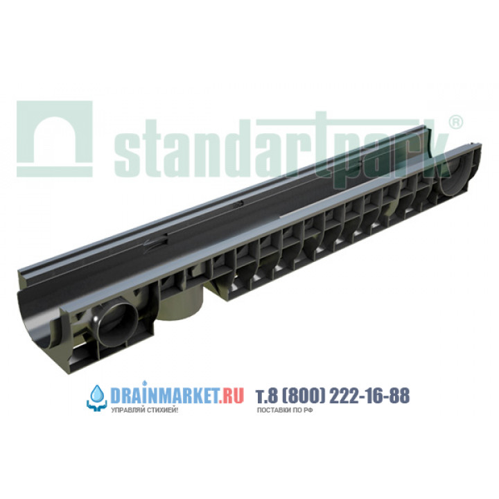Лоток водоотводный PolyMax Basic ЛВ-10.16.12-ПП пластиковый усиленный 8027 арт.8027